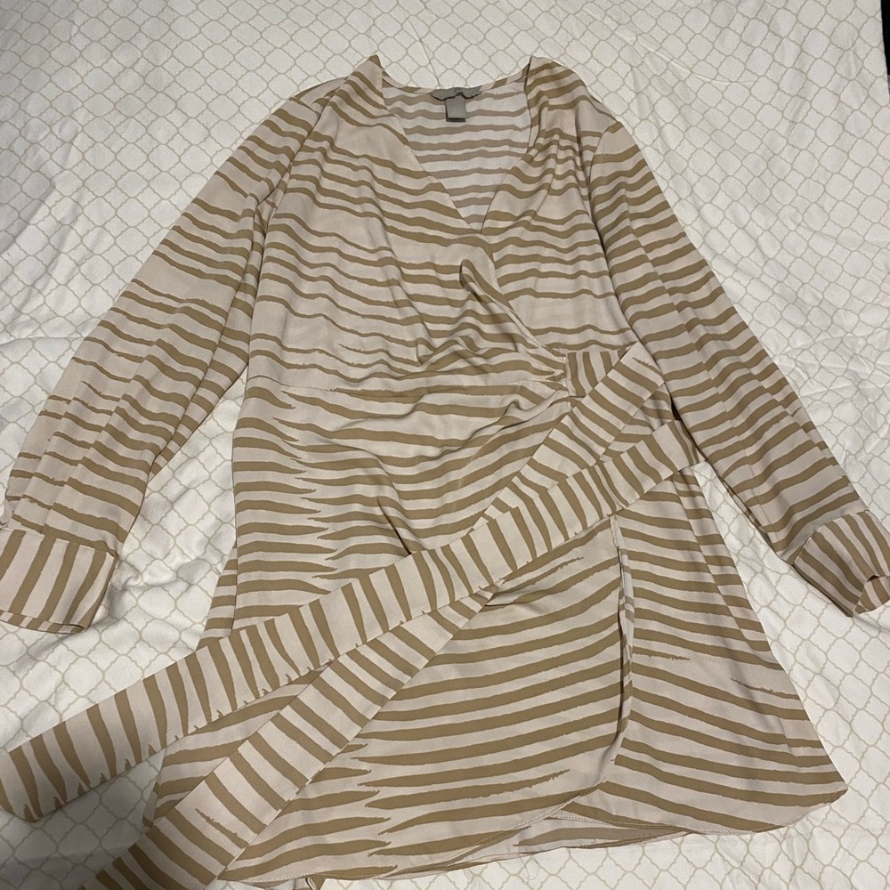 Tan and light brown wrap dress